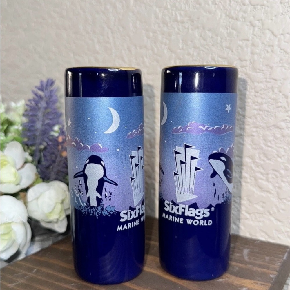 ⚠️ Clearance - Vintage Six Flags Marine World Ceramic Double Shot Glass Set